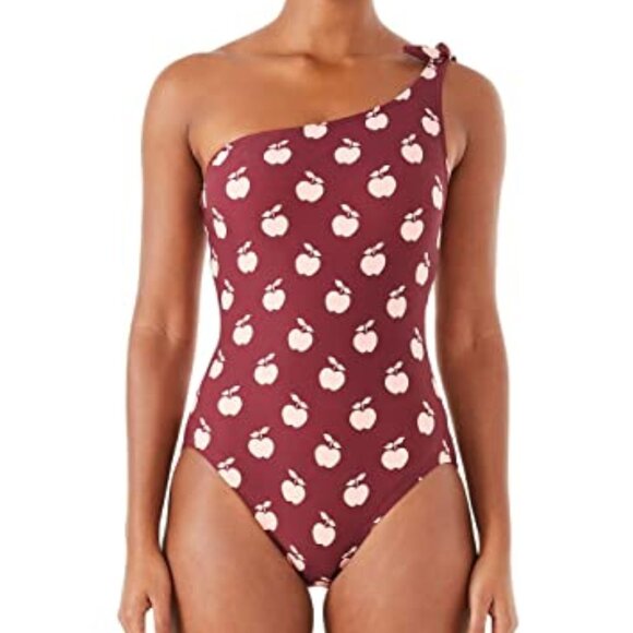 kate spade Other - Kate Spade New York Fruit Print One Shoulder One Piece Swimsuit Deep Plum